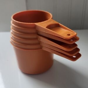 Vintage 1970s Tupperware Orange Measuring Cup Nesting Set For Baking And Cooking